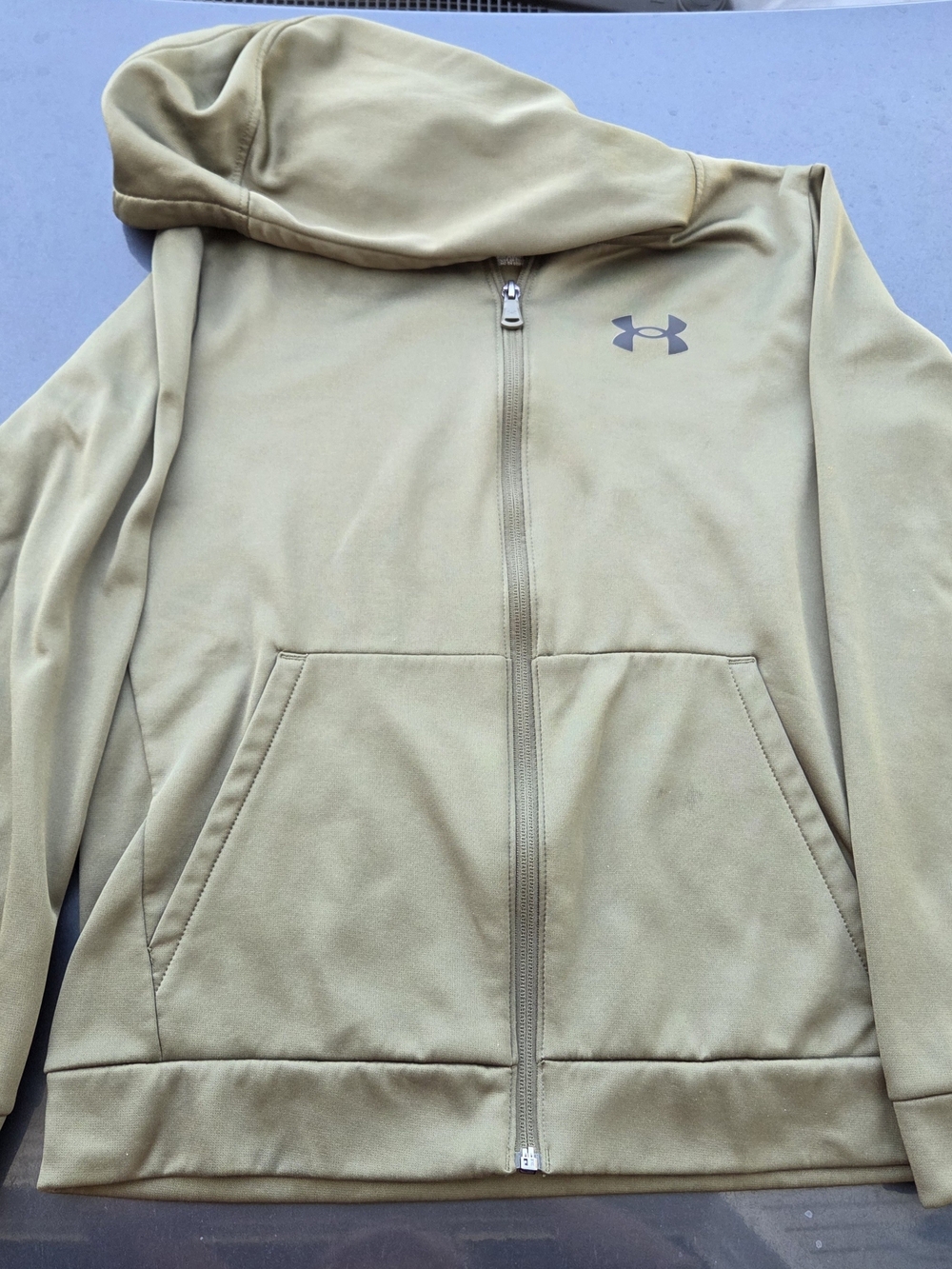 Under Armour Armour Fleece Full Zip Hoodie Youth L Olive Green Loose Sporty